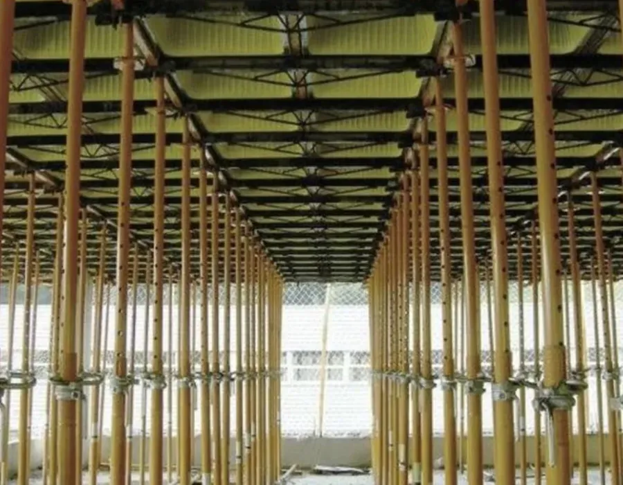 Props and shuttering supporting a slab